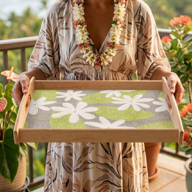 Island style tiare tropical Tray (tiare pattern serving tray)