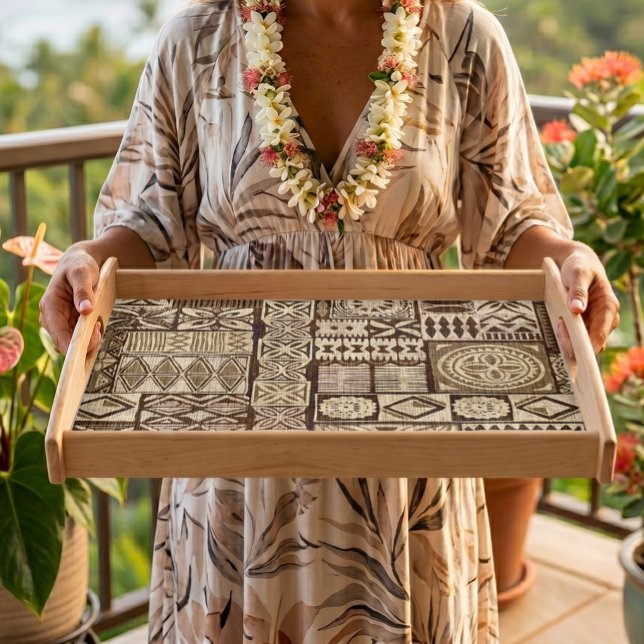 Island style tropical Tray (Tapa Pattern serving tray)
