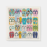 Island Summer Beach Vacation Floral Flip Flops Napkins