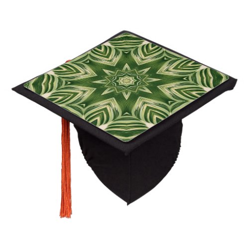 island summer greenery abstract tropical leaves graduation cap topper