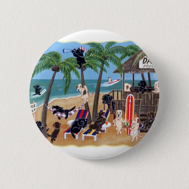 Island Summer Vacation Labradors Button (Front)