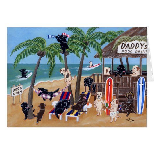 Island Summer Vacation Labradors Cards (Front Horizontal)