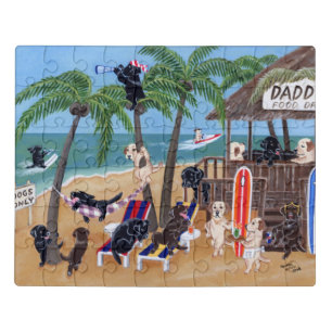 Island Summer Vacation Labradors Jigsaw Puzzle