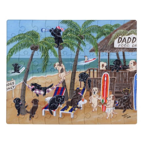 Island Summer Vacation Labradors Jigsaw Puzzle