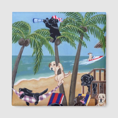 Island Summer Vacation Labradors Magnet