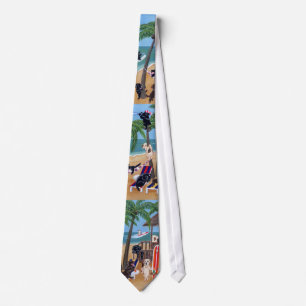 Island Summer Vacation Labradors Neck Tie