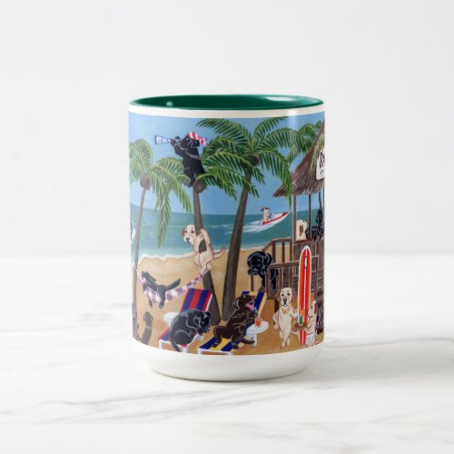 Island Summer Vacation Labradors Two_Tone Coffee Mug