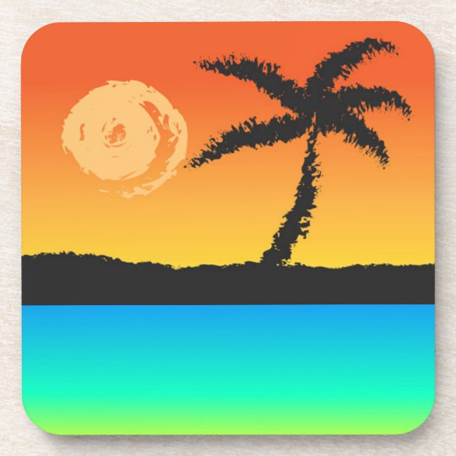 Island Sunset Beverage Coaster (Front)