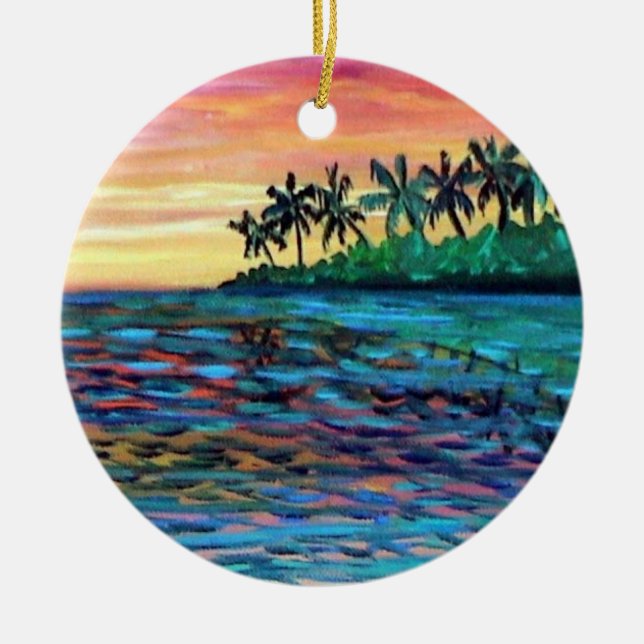 Island Sunset Christmas Ornament (Front)