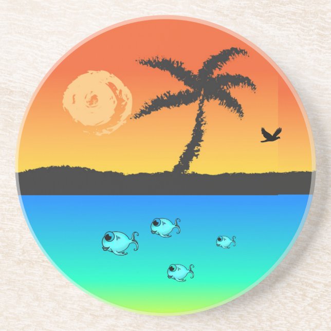 Island Sunset Sandstone Coaster (Front)