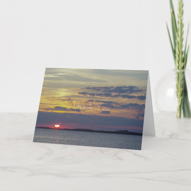 Island sunset thanks thank you card (Front)