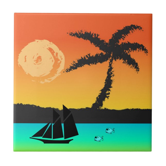 Island Sunset Tile (Front)