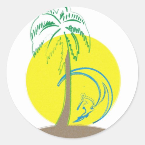 Island Surf Classic Round Sticker
