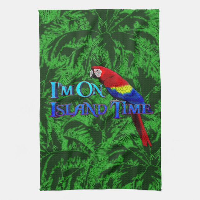 Island Time Parrot Kitchen Towel (Vertical)