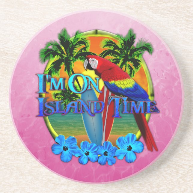 Island Time Sunset Drink Coaster (Front)