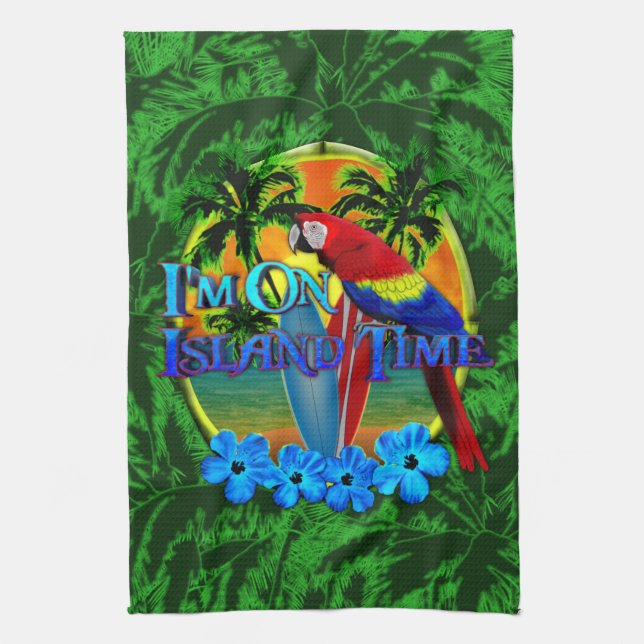 Island Time Sunset Kitchen Towel (Vertical)