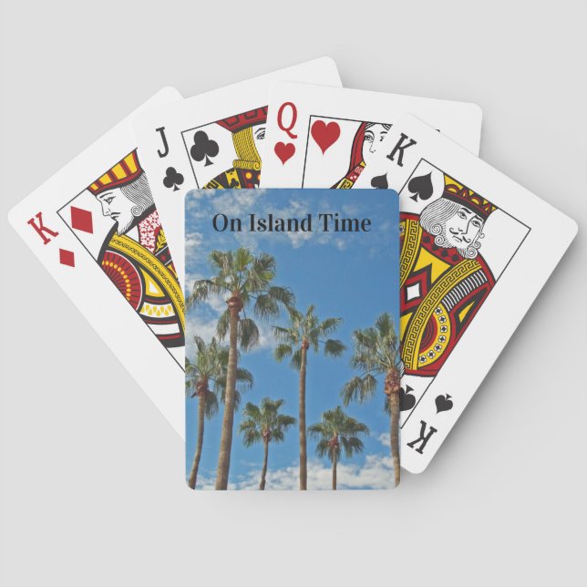 Island Time Tropical Palm Trees Blue Sky Paradise Poker Cards (Back)