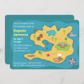 Island Treasure Map, Pirate Birthday Party Invitation (Front/Back)