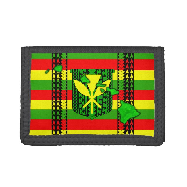 Island Tribal Kanaka Maoli Flag Tri-fold Wallet (Front)