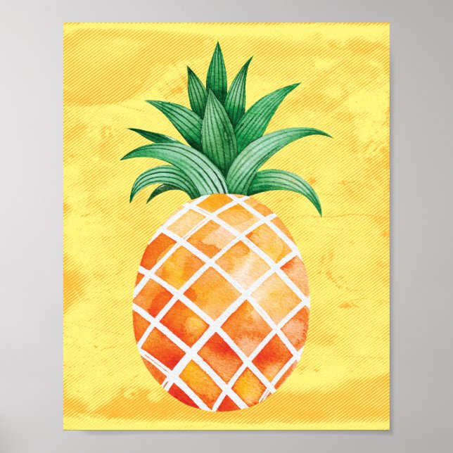 Island Tropical Pineapple Sunny Yellow Poster (Front)