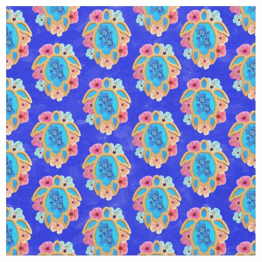 Island Tropical Sea Turtles Floral Fabric