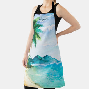 Island Tropical Watercolor Beach Apron