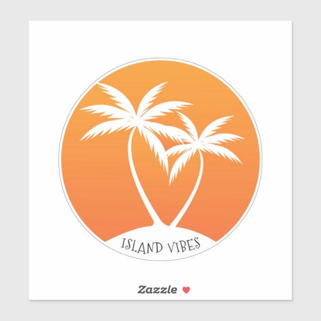 Island Vibes Swaying Palms and Sun Logo Sticker (Sheet)