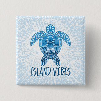 Island Vibes Tropical Sunset Sea Turtle Design Button