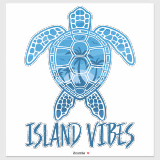 Island Vibes Tropical Sunset Sea Turtle Design Sticker