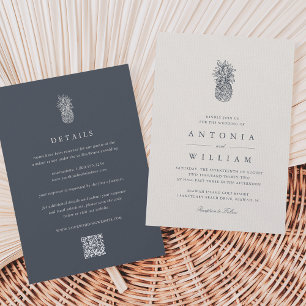 Island Vintage Pineapple All-in-One Wedding Invitation