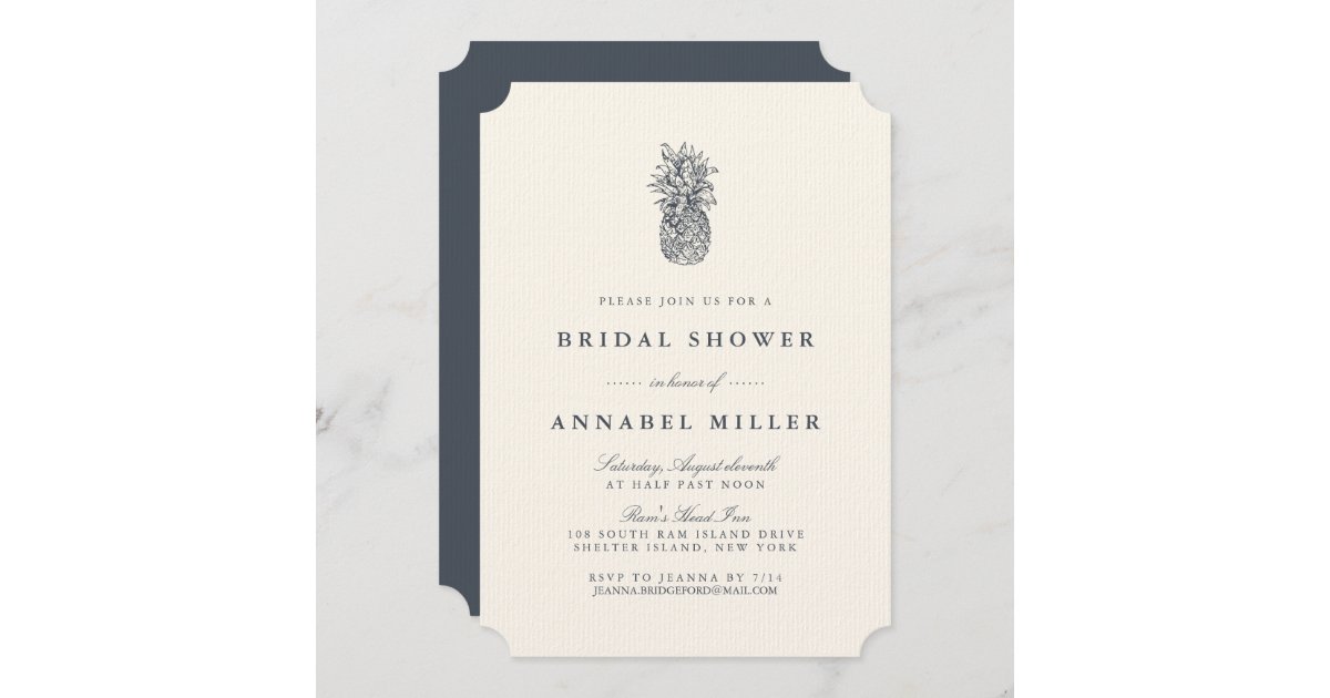 Island Vintage Pineapple Bridal Shower Invitation | Zazzle