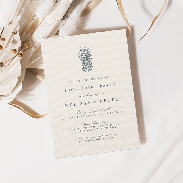 Island Vintage Pineapple Engagement Party Invitation (Creator Uploaded)