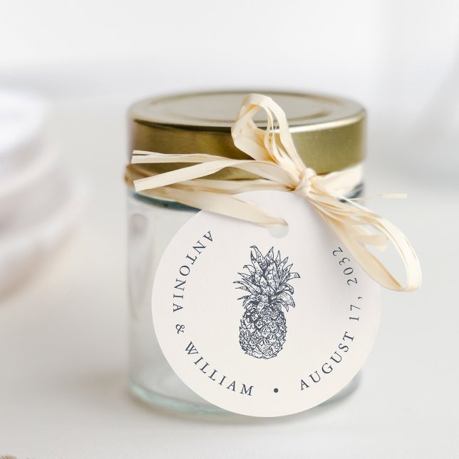 Island Vintage Pineapple Personalized Wedding Favor Tags (Creator Uploaded)