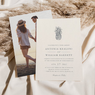 Island Vintage Pineapple Photo Wedding Invitation