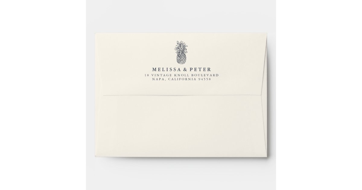Blush Pink Stripe Pre-Printed Return Address 5x7 Envelope