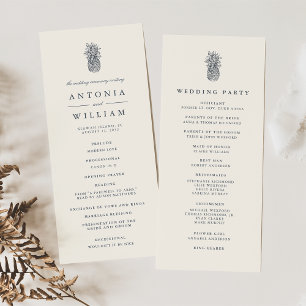 Island Vintage Pineapple Wedding Ceremony Program