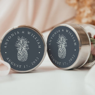 Island Vintage Pineapple Wedding Favor Classic Round Sticker