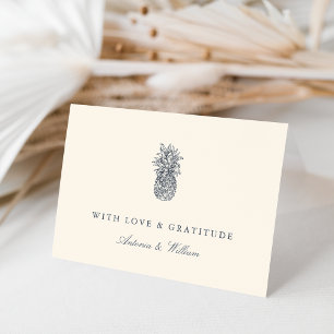 Island Vintage Pineapple Wedding Letterpress Thank You Card