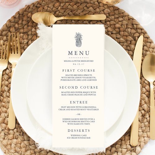 Island Vintage Pineapple Wedding Menu