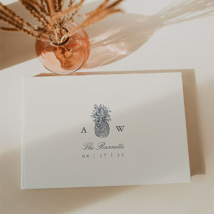 Island Vintage Pineapple Wedding Monogram Guest Book