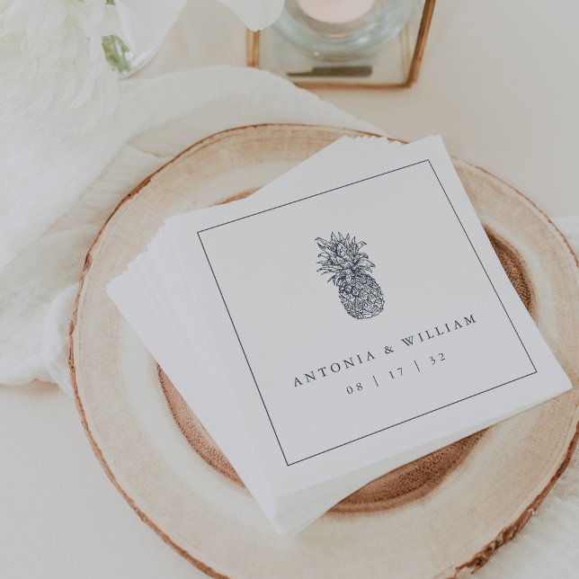 Island Vintage Pineapple Wedding Napkins (Creator Uploaded)