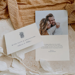 Island Vintage Pineapple Wedding Photo Thank You Card