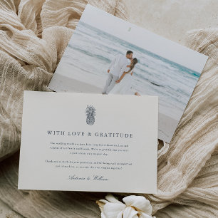 Island Vintage Pineapple Wedding Photo Thank You Card