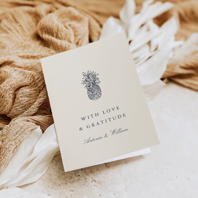 Island Vintage Pineapple Wedding Thank You Card (Creator Uploaded)