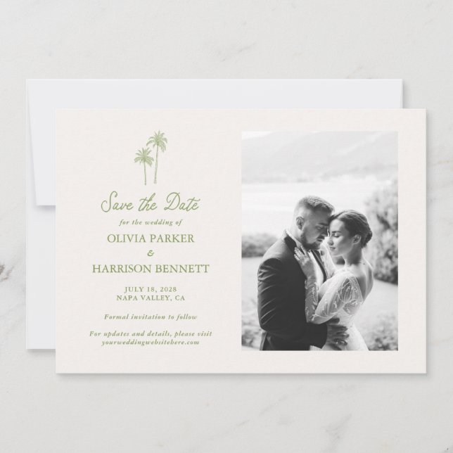 Island Wedding Photo Save the Date Invitation (Front)