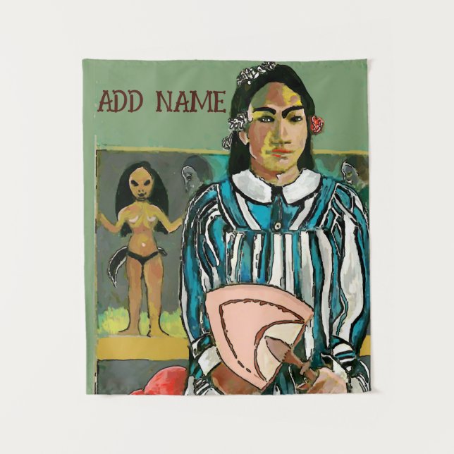 Island Woman, add text, Tapestry (Front)