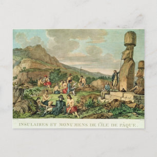 Islanders and Monuments of Easter Island Holiday Postcard