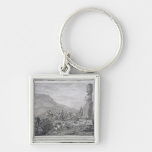 Islanders & Monuments of Easter Island, 1786 Keychain