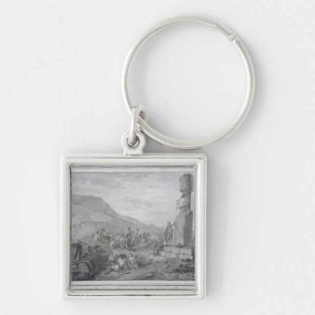 Islanders & Monuments of Easter Island, 1786 Keychain (Front)
