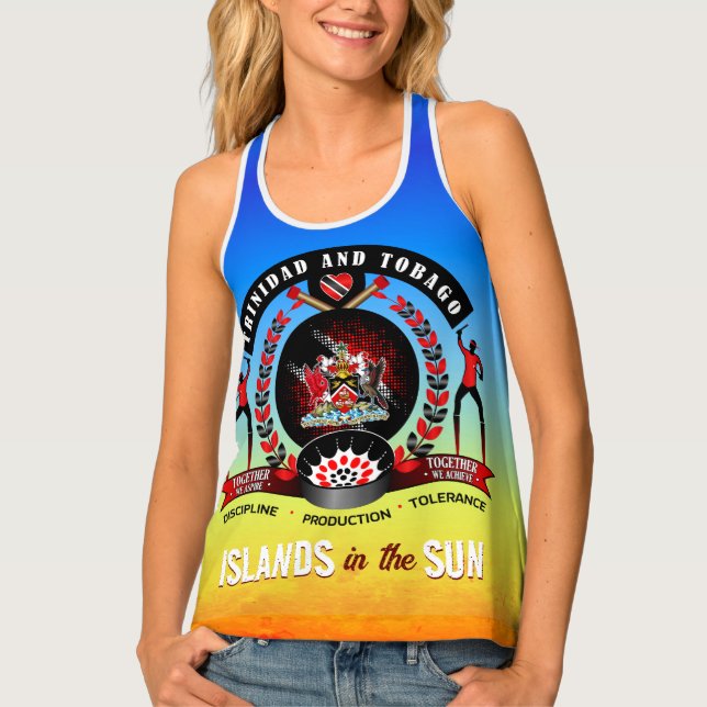 Islands in The Sun Trinbago Souvenir with Name Tank Top (Front)